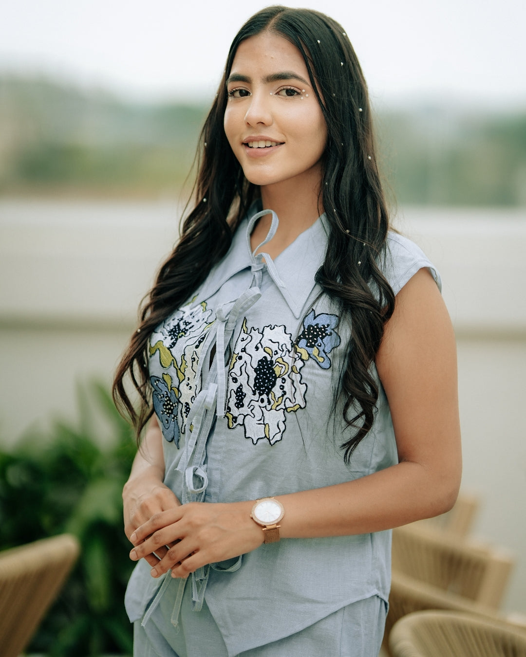 Knotted Floral Shorts Set - vanshika&sakshi