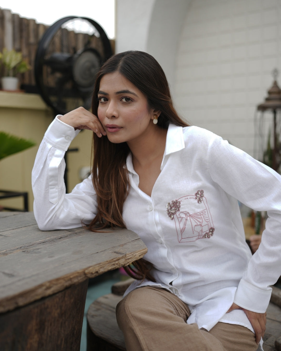 Sangria Style Shirt (White) - vanshika&sakshi