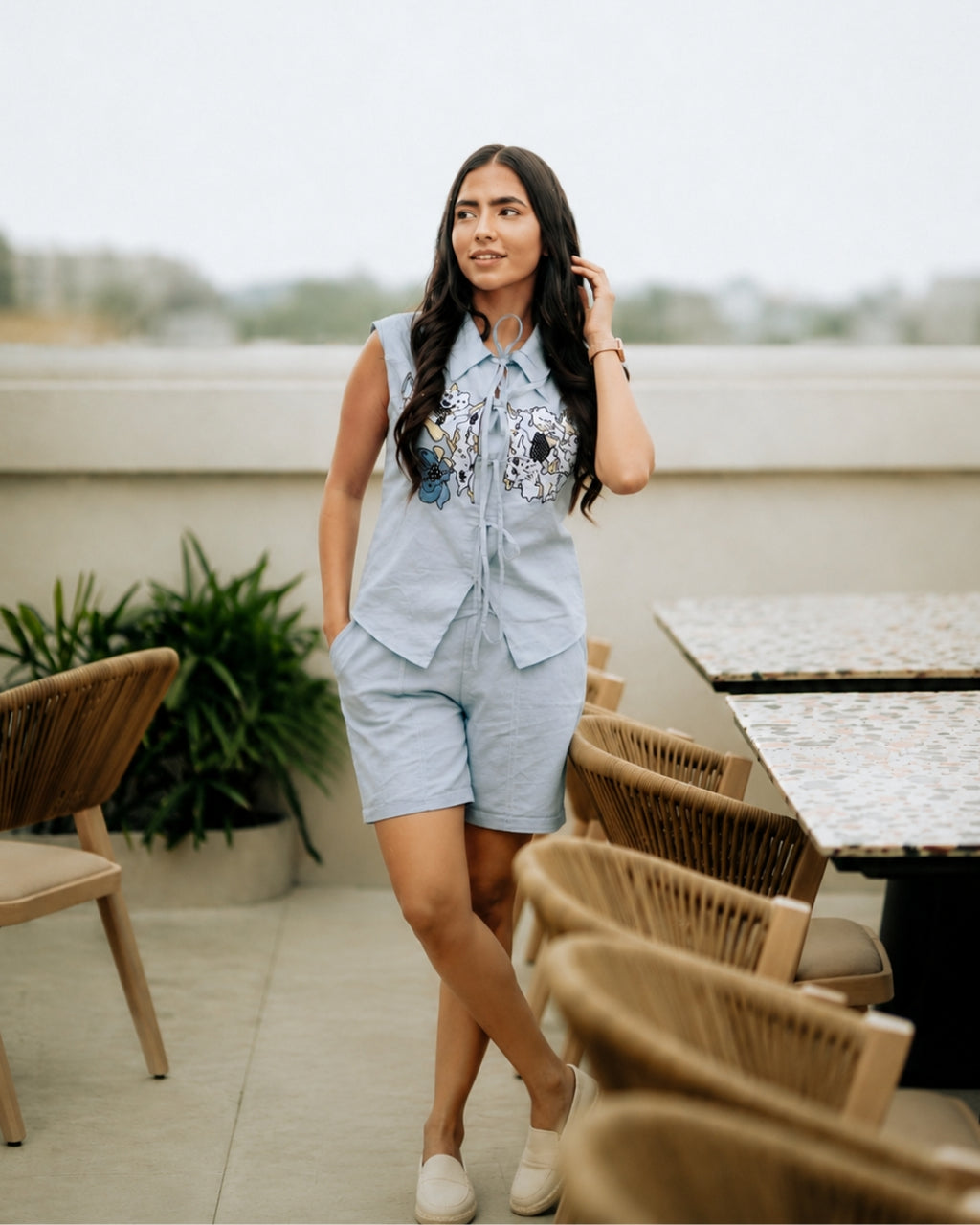 Knotted Floral Shorts Set - vanshika&sakshi