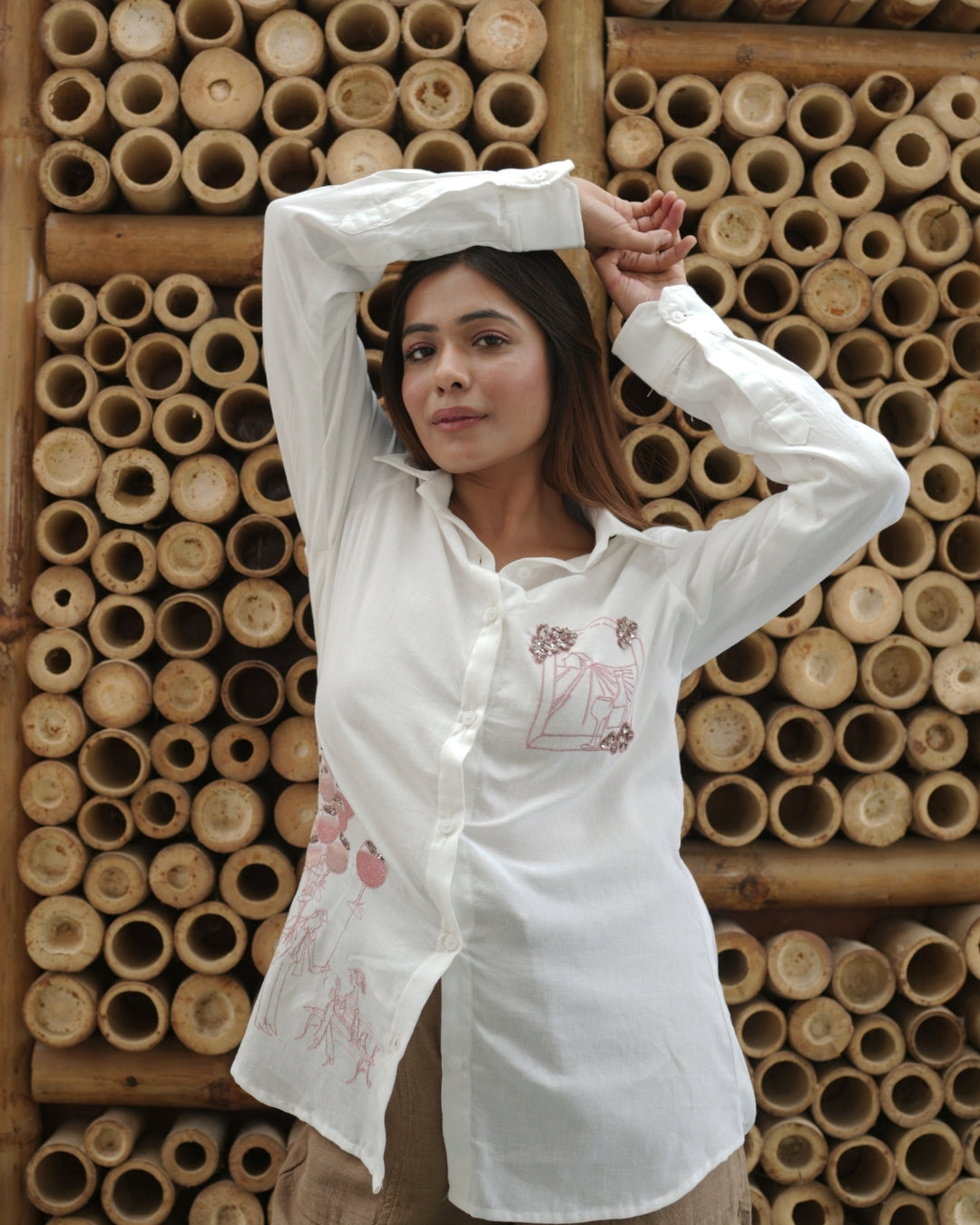Sangria Style Shirt (White) - vanshika&sakshi