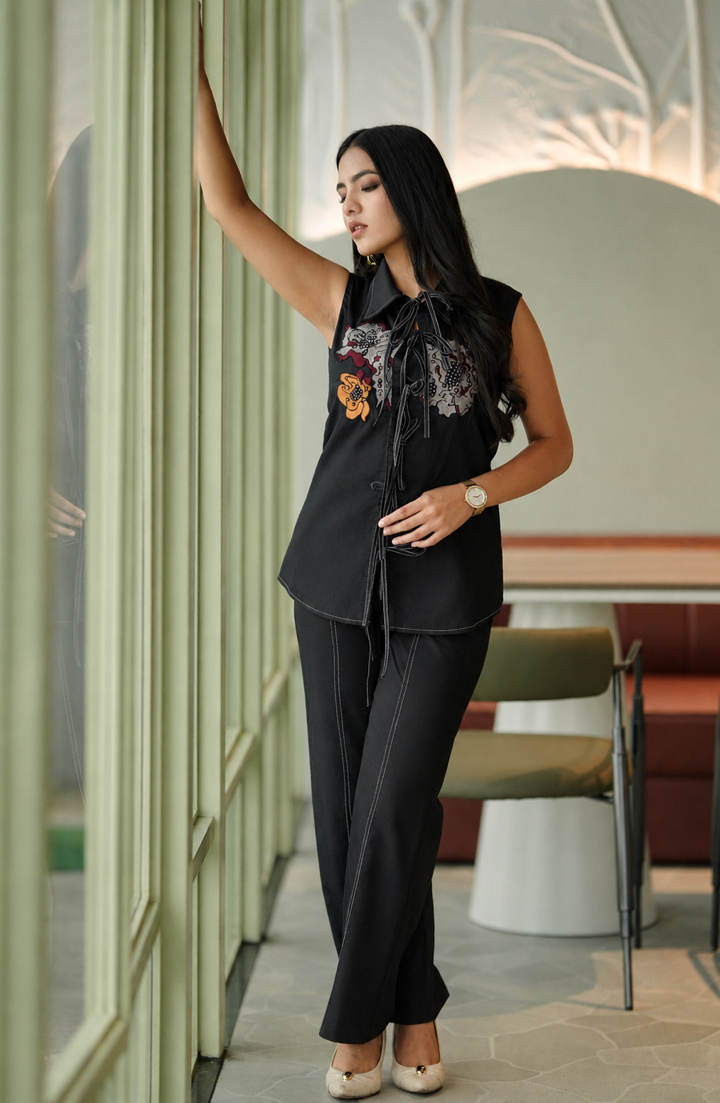 Knotted Floral Set (Black) - vanshika&sakshi