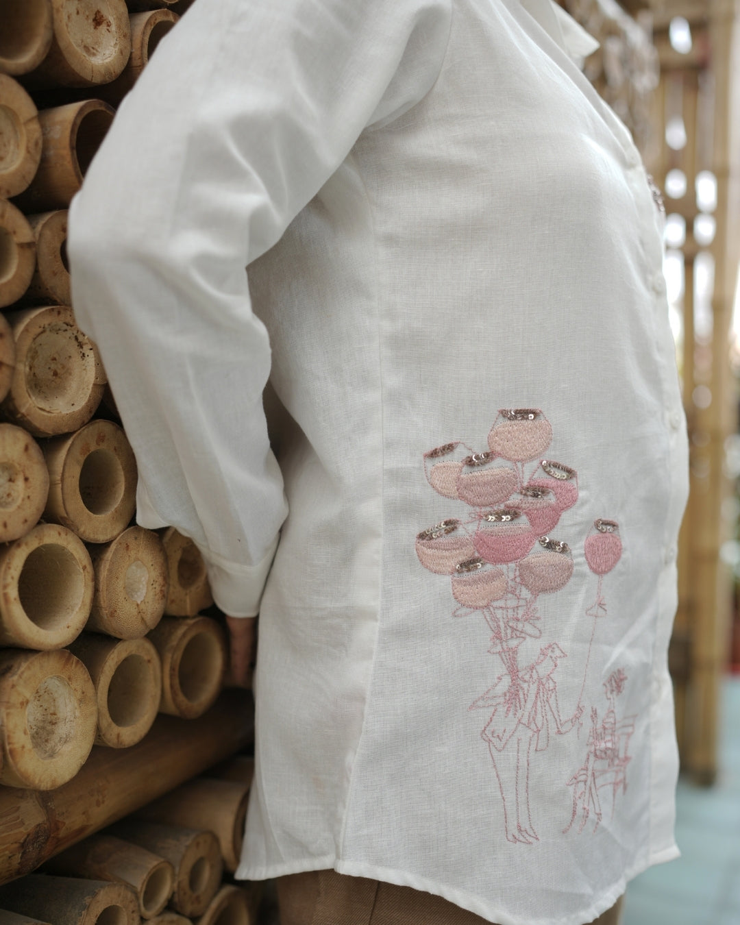 Sangria Style Shirt (White) - vanshika&sakshi