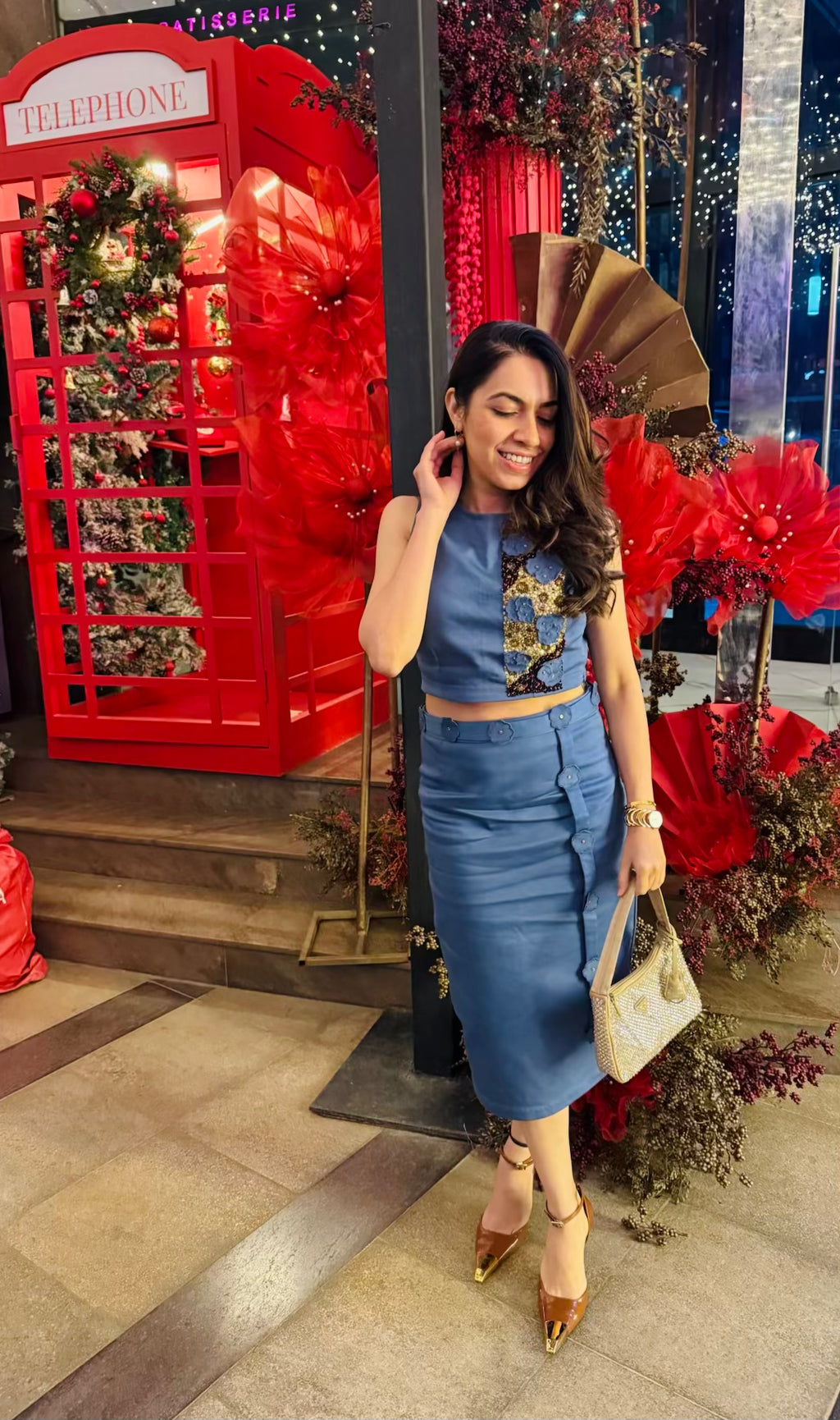 Sneha Tharwani in Our Denim Blush Set - vanshika&sakshi