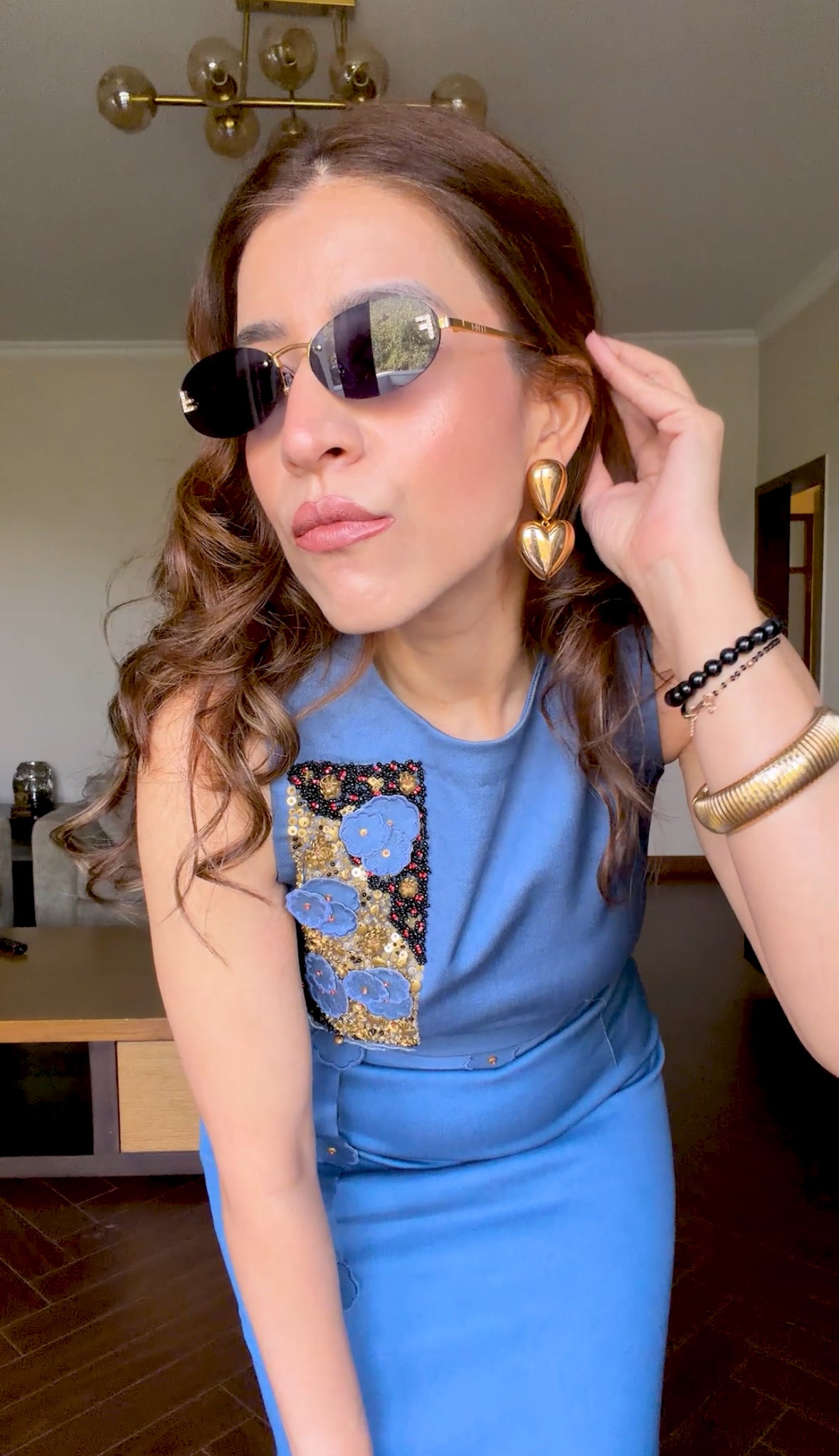 Rumina Malik in Our Denim Blush Set