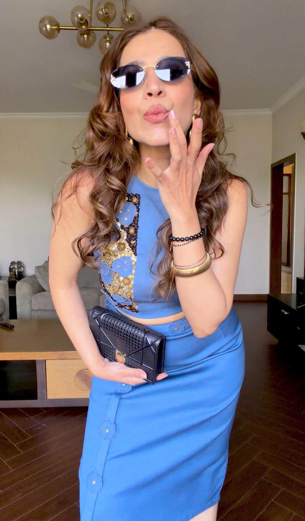 Rumina Malik in Our Denim Blush Set - vanshika&sakshi