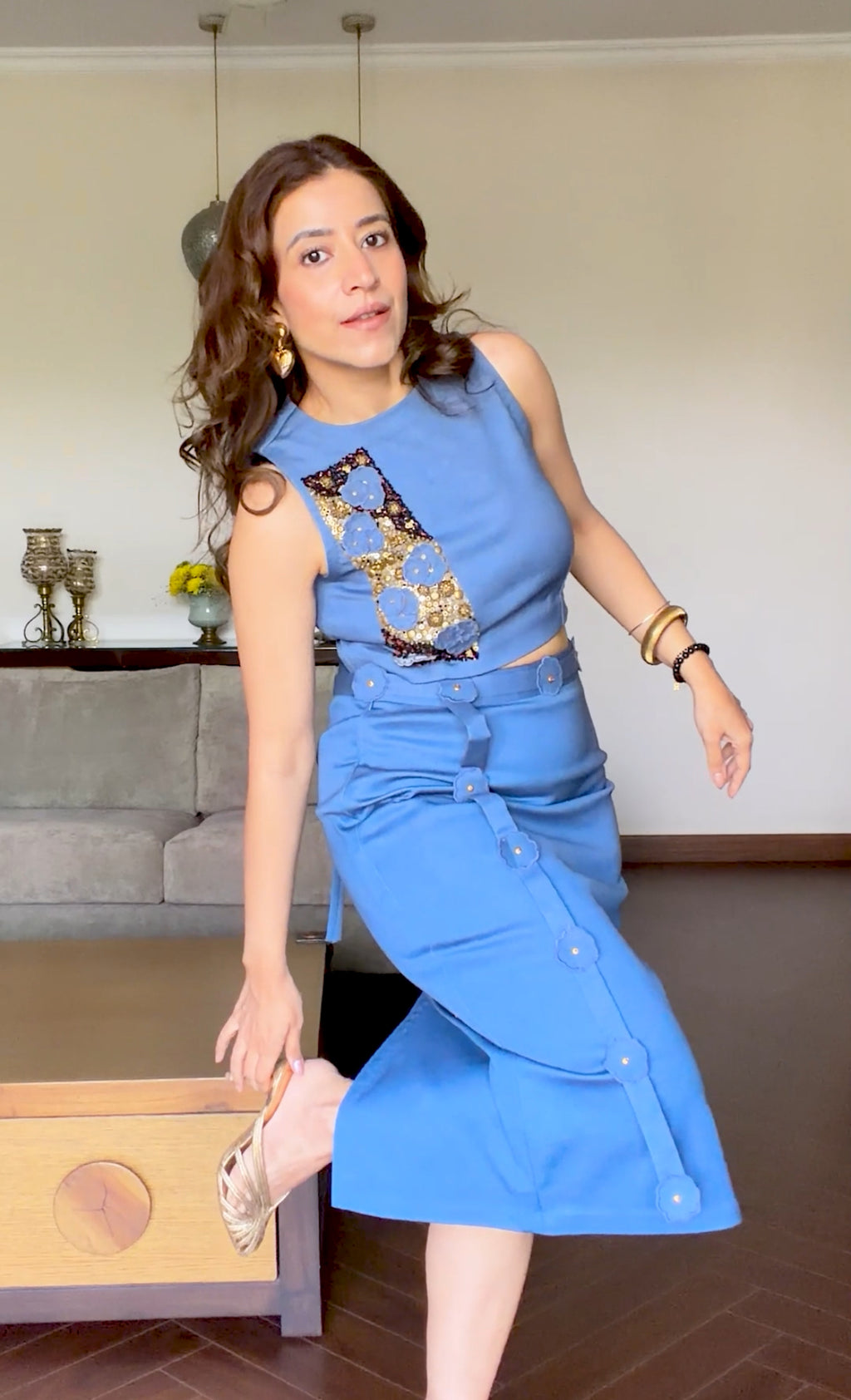 Rumina Malik in Our Denim Blush Set - vanshika&sakshi