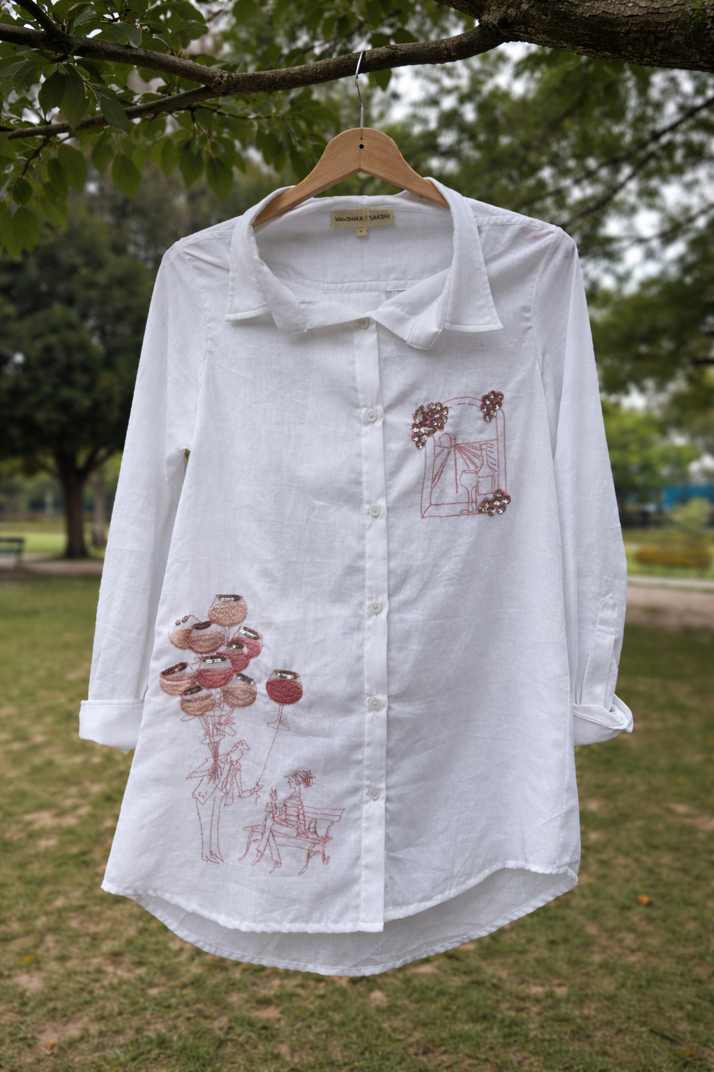 Sangria Style Shirt (White) - vanshika&sakshi