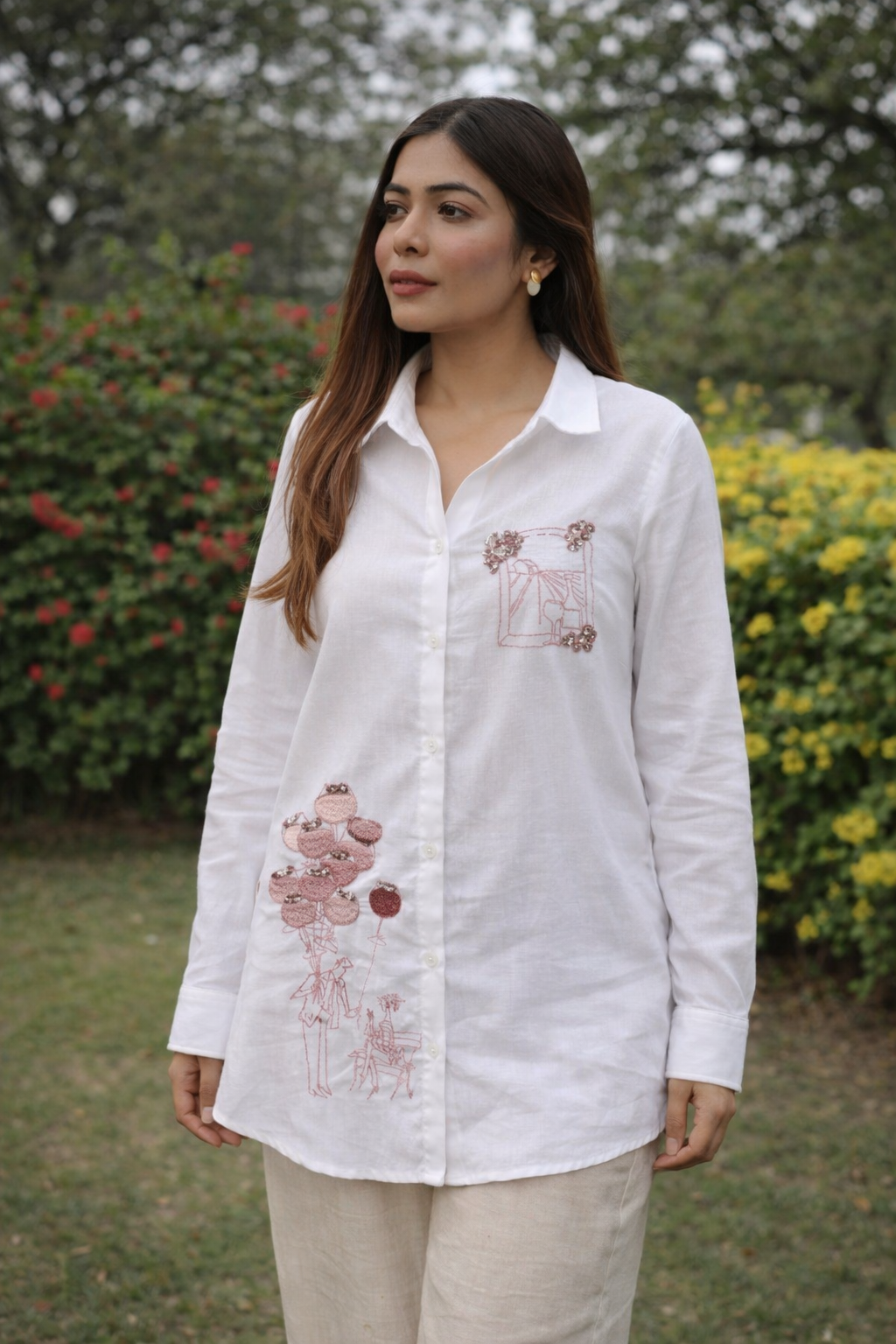 Sangria Style Shirt (White) - vanshika&sakshi