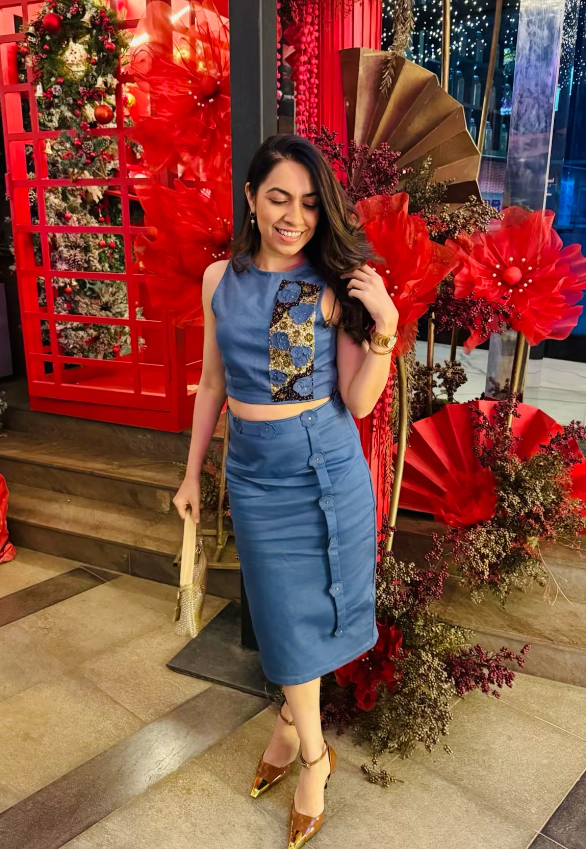 Sneha Tharwani in Our Denim Blush Set