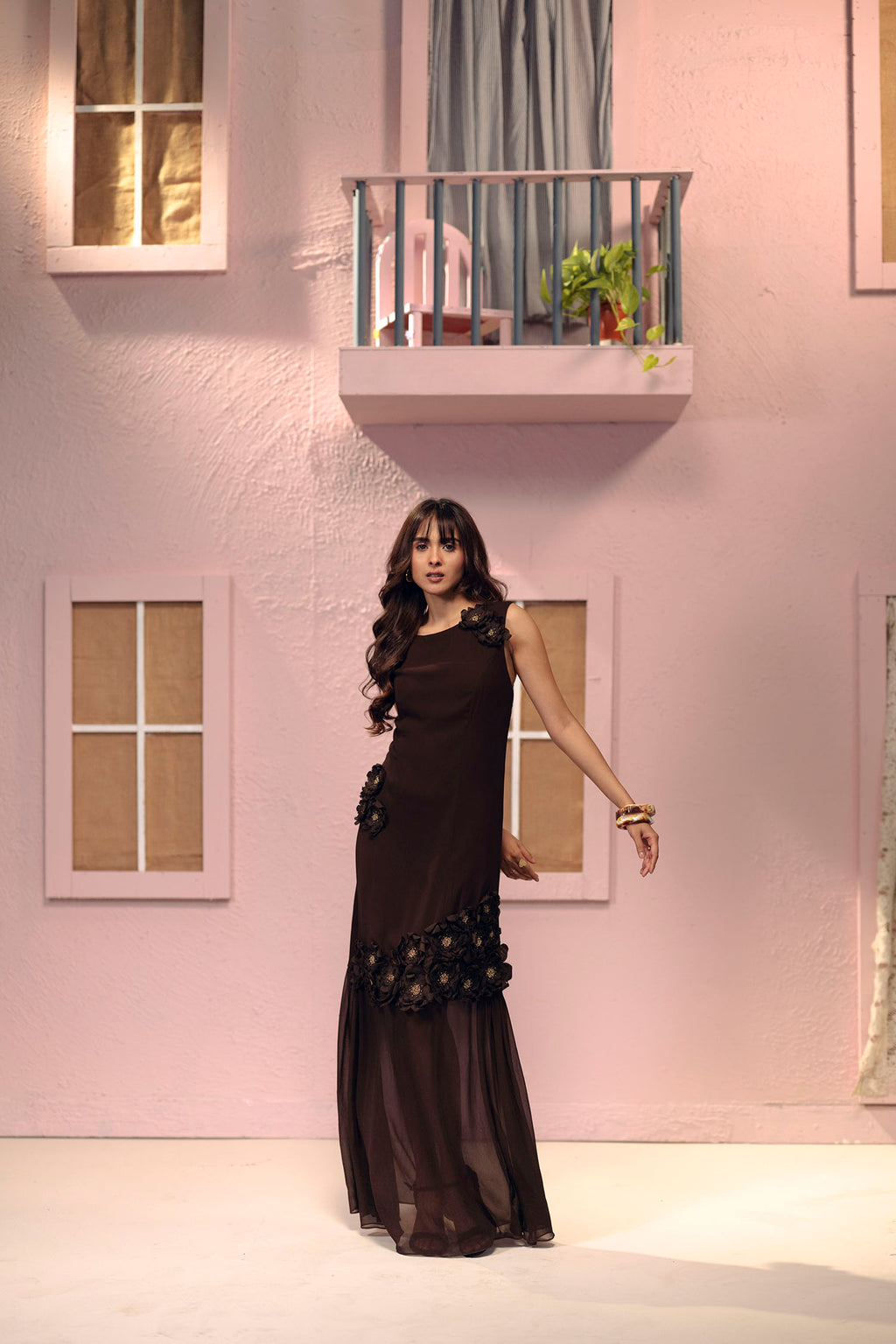 Petal Affair Dress (Brown)