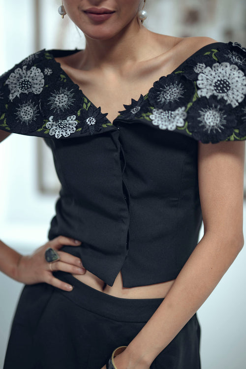 Bloom Burst Top (Black)
