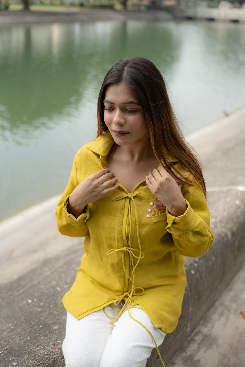 Spring Pocket Knotted Shirt - vanshika&sakshi