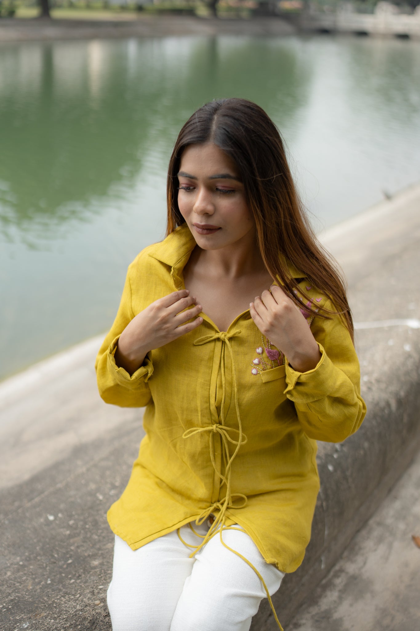 Spring Pocket Knotted Shirt - vanshika&sakshi
