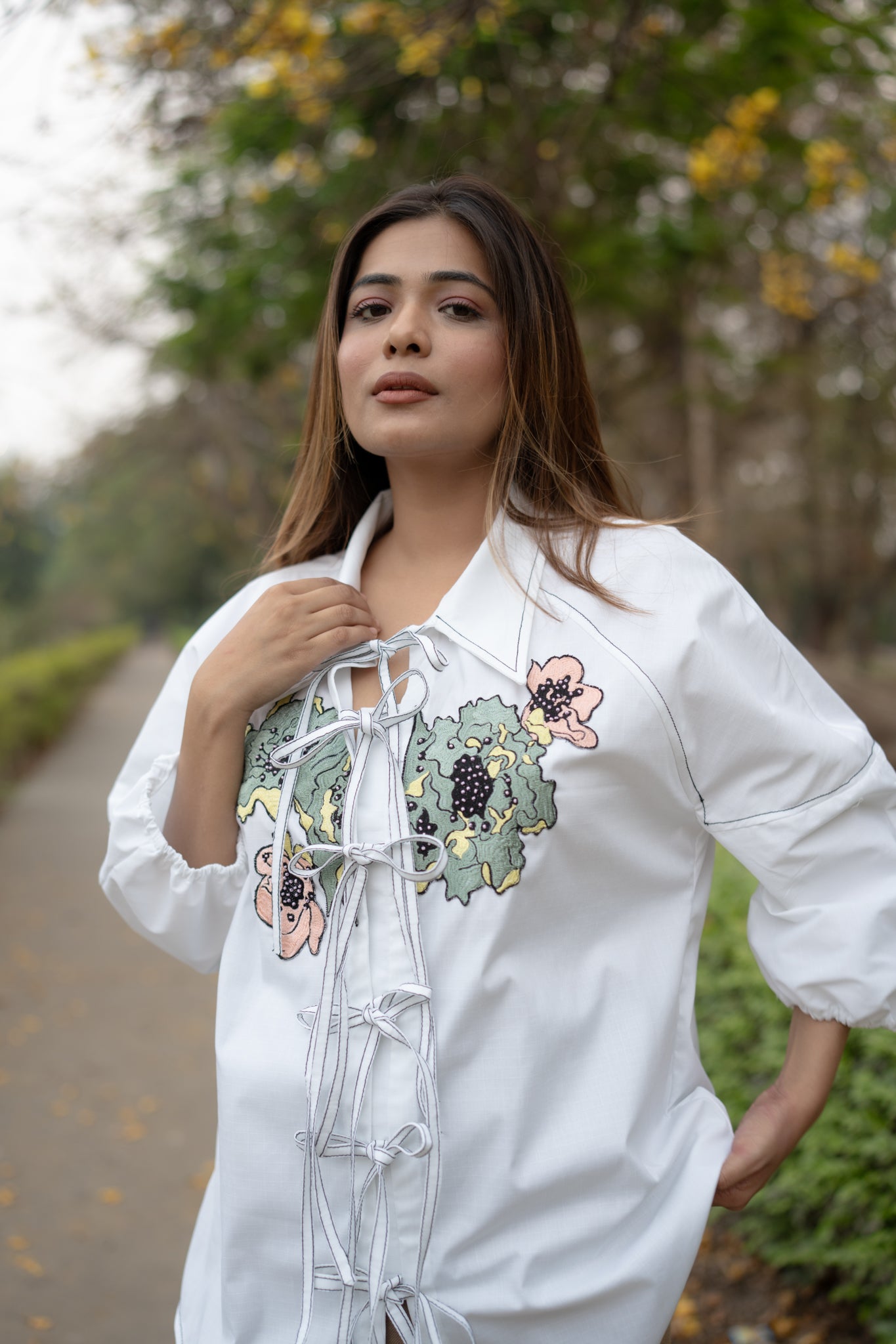 Knotted Floral Shirt - vanshika&sakshi