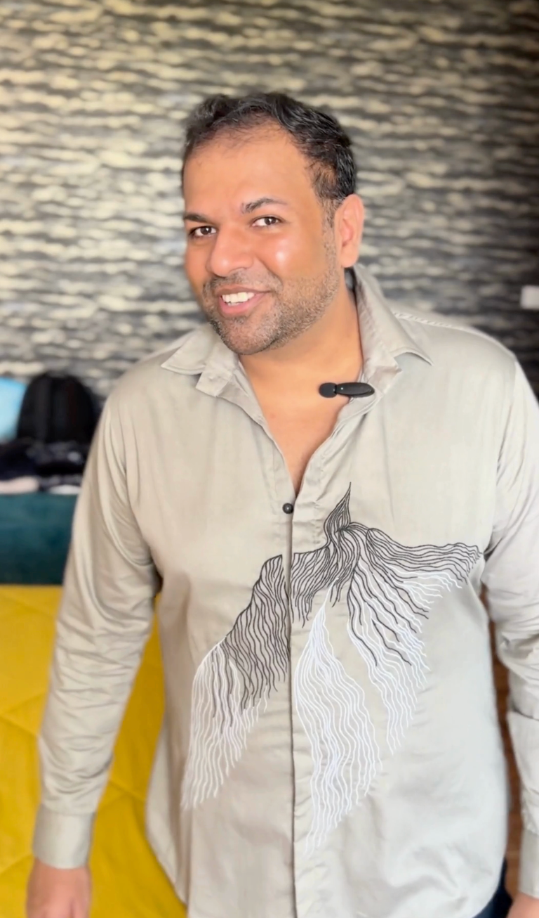 Nishant In Our Silver Soar Shirt - vanshika&sakshi