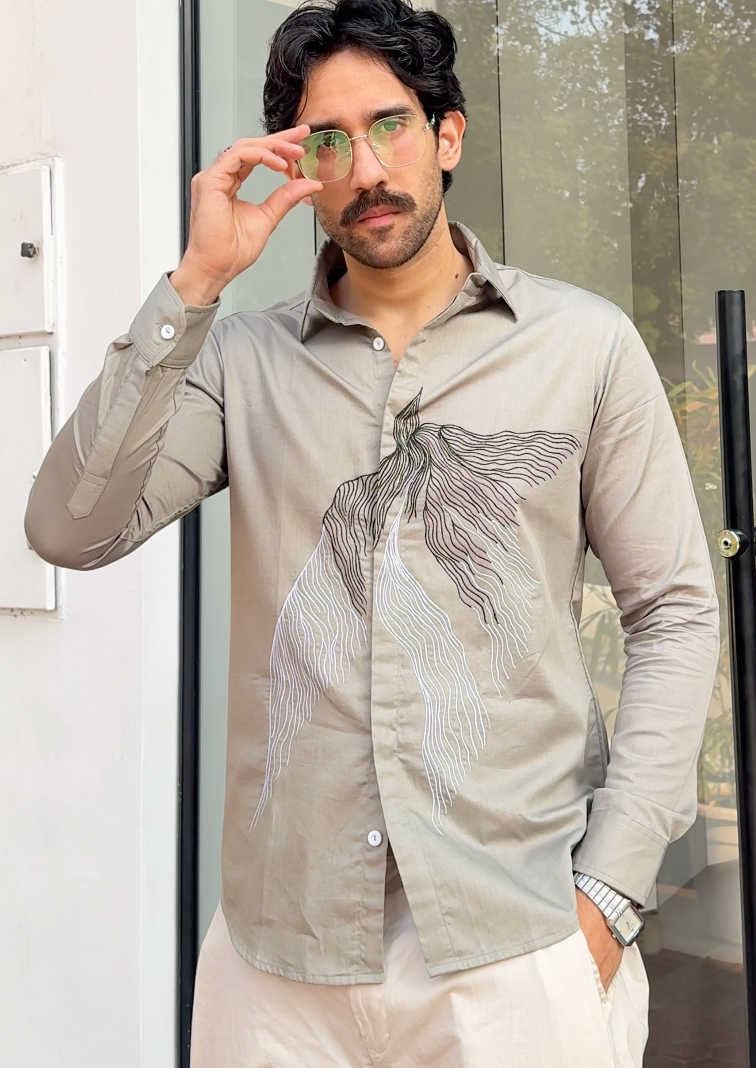 Shivam Kaul In Our Silver Soar Shirt - vanshika&sakshi